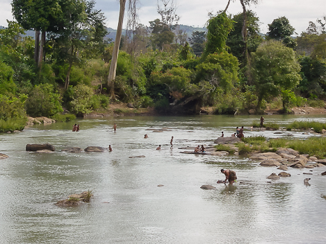 Cooling off and Bathing in the River