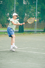 Grandma Hitting the Ball