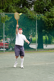 Grandpa with the Serve