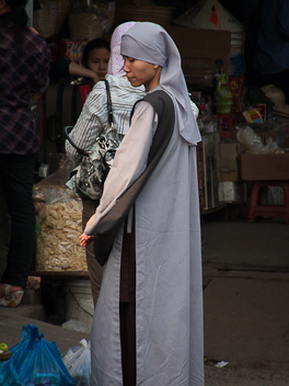 Nun Shopping at Dong Ba Market